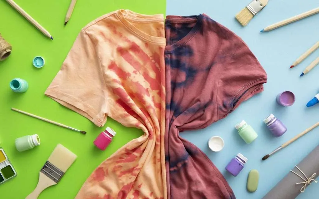 top view t shirt painting still life