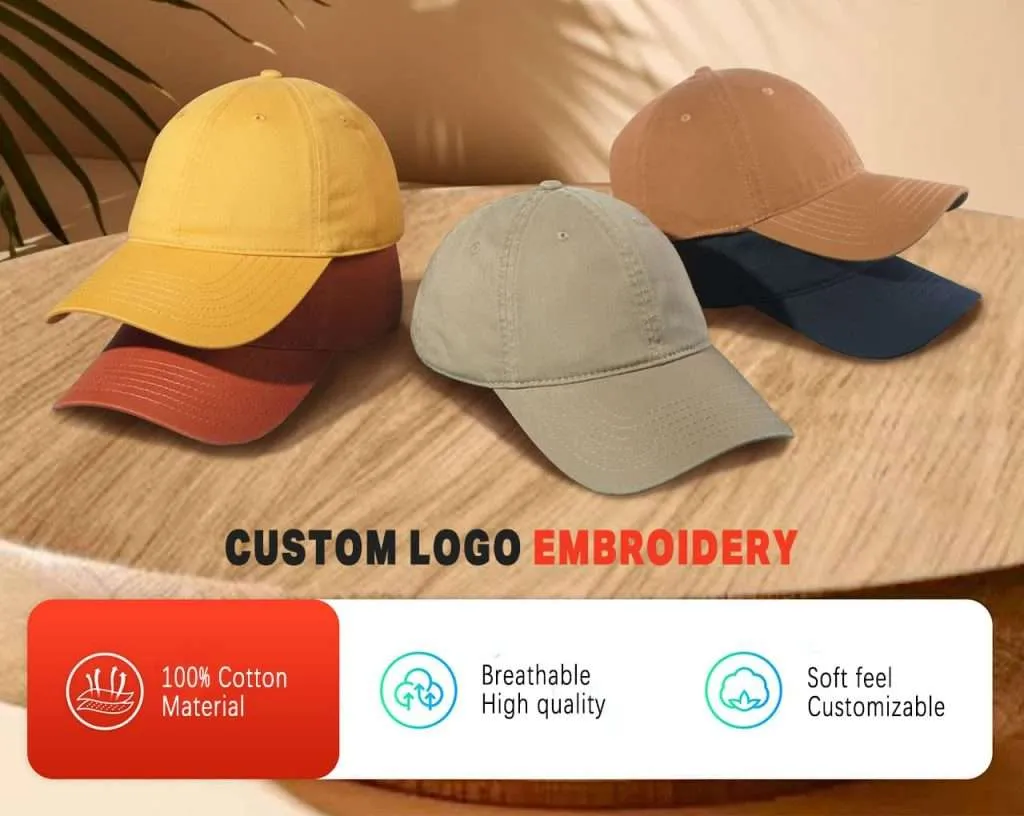 Organic cotton embroidered caps