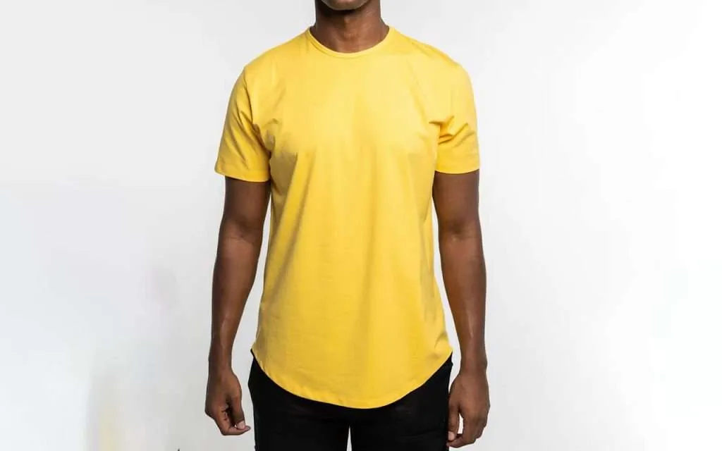 curved hem t shirt